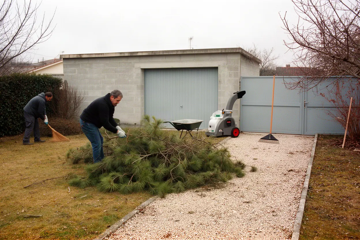 Broyeur réduisant des branches après élagage à Gardanne